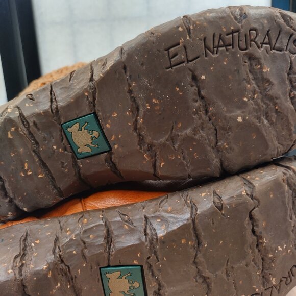 El Naturalista Cognac Leather & Sweater Knit Ankle Boots Women UE 40/ US 7 - Picture 14 of 15